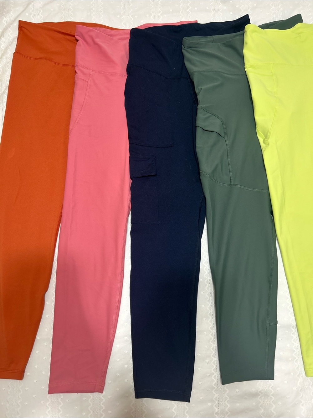 Old Navy Womens Leggings Bundle - Large-Orange, Pink, Navy, Green, Neon Yellow